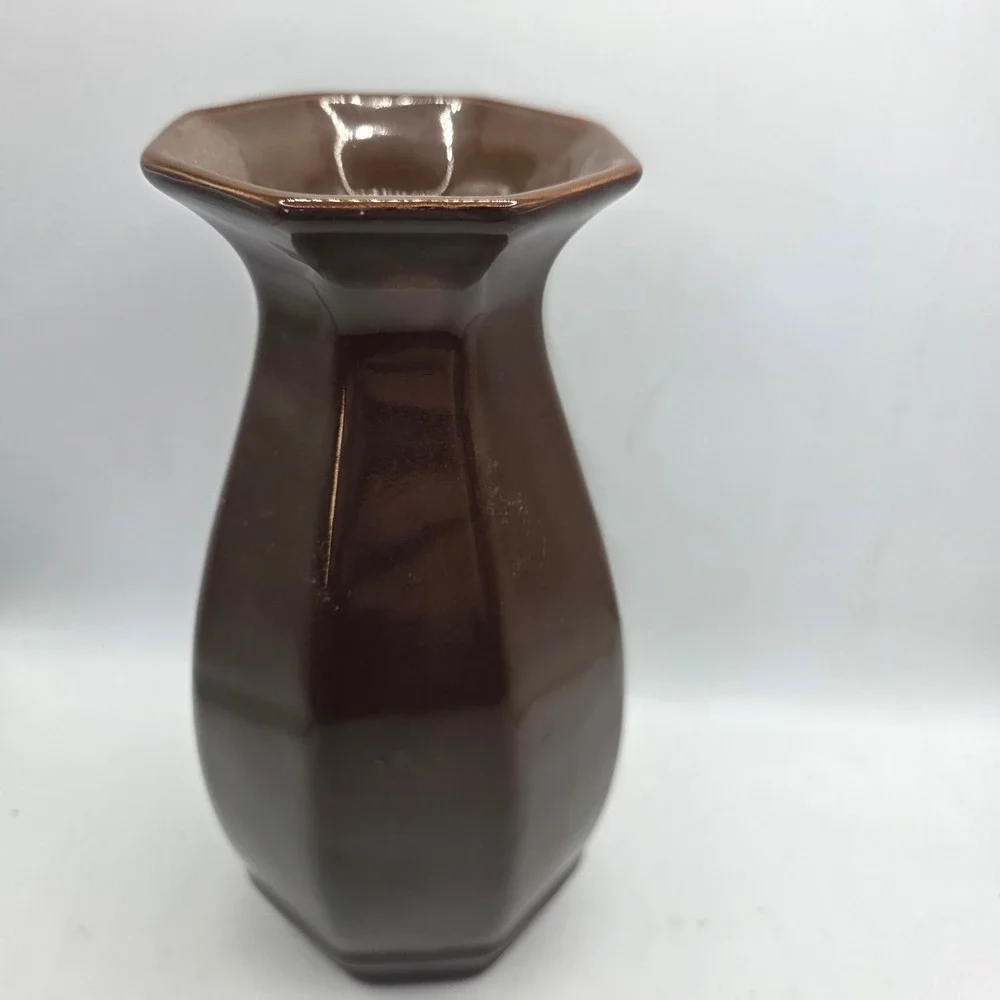 Vintage Royal Haeger Dundee Illinois Brown Glazed Art Pottery Vase Original Labe